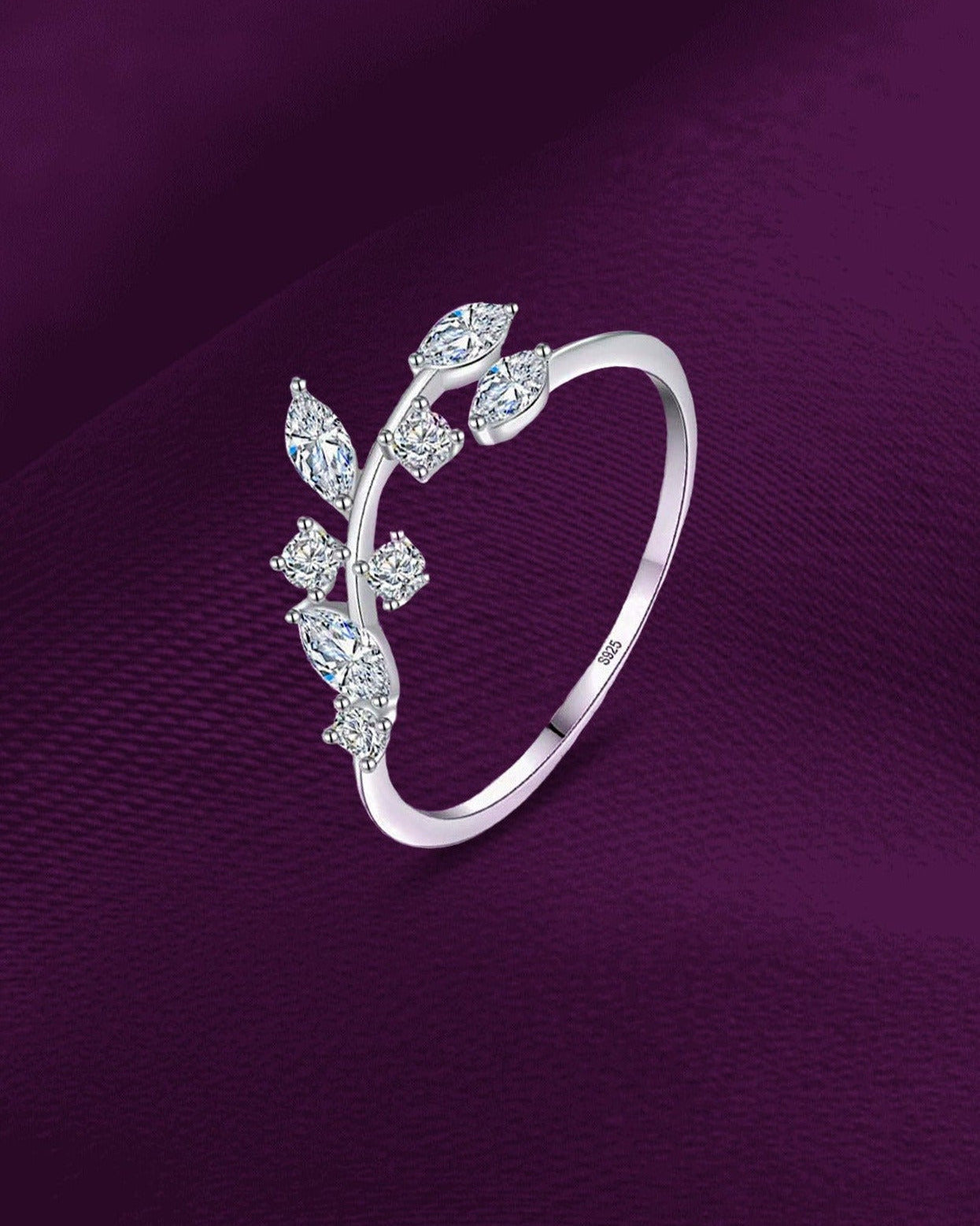 خاتم أغصان فضة – تصميم مستوحى من الطبيعة 